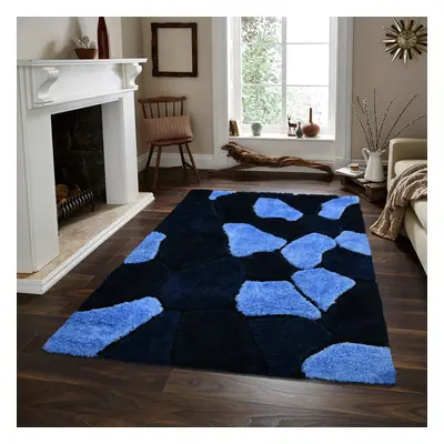 (DARK BLUE , 160x230cm) Extra Large 3D Shaggy Living Room Rugs Dense Pile