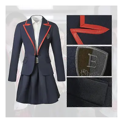 (XL, 4) Elite School Uniform Costume Adult Women Man Jacket Shirt Skirt Pleated JK Cloth TV Seri