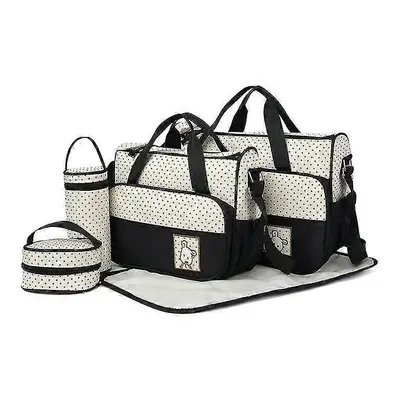 5 Piece Baby Changing Bag Baby Bag Mother's Diaper Bag Handbag Shoulder Bag Bottle Holder with C