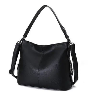 (black, 33cm*10cm*26cm) Soft Genuine Leather Shoulder Bag Women Messenger Bag Casual Female Cros