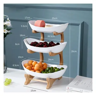 (white, L) New Fruit Tray Living Room Coffee Table Creative Modern Household Ornaments Multilaye