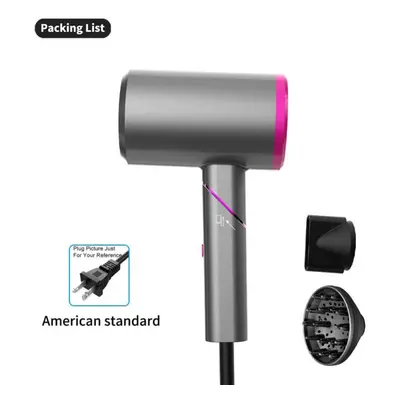 (as the picture, American standard) Professional Hair Dryer Magnet Diffuser And Nozzles Powerful