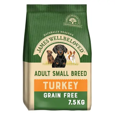 James Wellbeloved Adult Grain-Free Small Breed Turkey & Rice 7.5 kg Bag, Hypoallergenic Dry Dog 