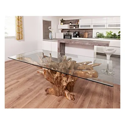 teak root rectangle dining table seater