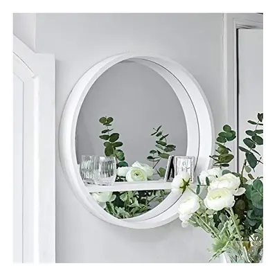 White Wooden Shelf Floating Wall Mirror Display Unit Round Porthole