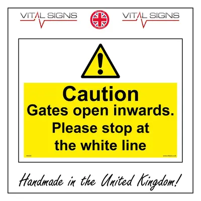 (600 x 450mm - x 18, Dibond / Composite Aluminium) WS920 Caution Gates Open Inwards Please Stop 