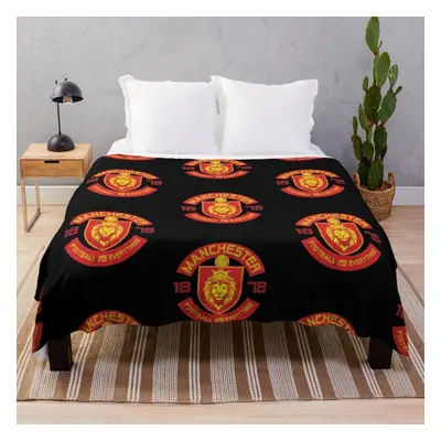 Fleece Throw Blanket Football Is Everything - Manchester Squad Retro for Sofa Couch Kids x Inche