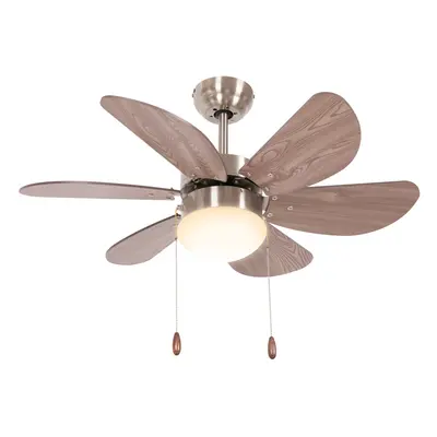 HOMCOM Mounting Reversible Ceiling Fan with Light, Pull-chain Switch, Brown