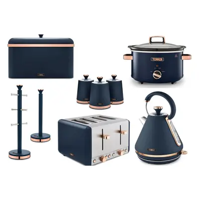 Tower Cavaletto Midnight Blue 9pc Kitchen Set Kettle Toaster Cooker