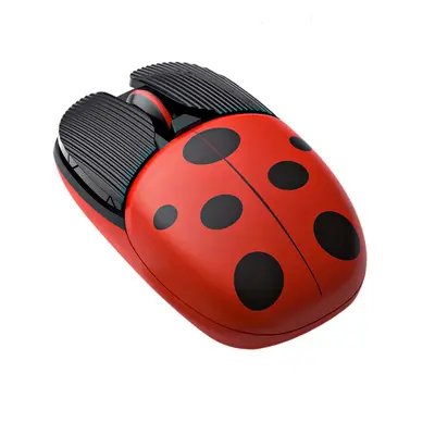 (Red) Cute Cartoon Mouse Dual Mode Bluetooth 3.0/5.2 2.4G Wireless Adjustable 1000-1600DPI Recha