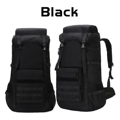 (Black) 70L Outdoor Waterproof Military Tactical Backpack Camping Hiking Backpack Trekking Camou