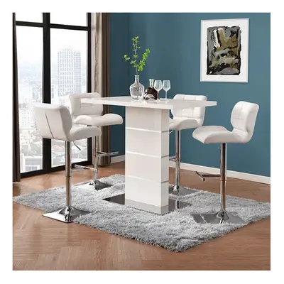 Parini White Gloss Bar Table With Candid White Stools