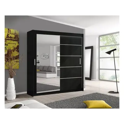 (Black, 120cm) Lyon Sliding Mirror Wardrobe in size and color