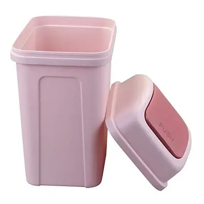 Waste Bin, Swing Lid Trash Bin, Plastic Rubbish Can (Pink)