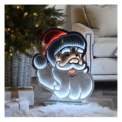 60cm Santa's Face Infinity Christmas Decoration with Red & White LEDs