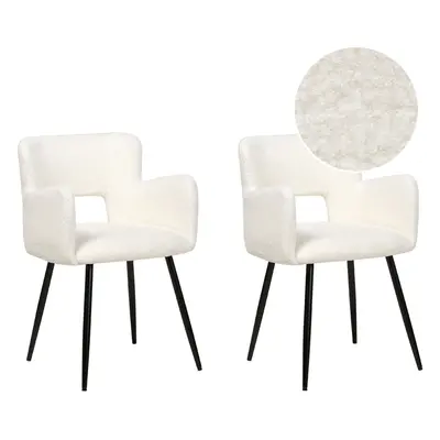 Set of Dining Chairs SANILAC Boucle White