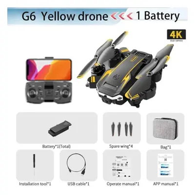 (yellow, 4K camera-1 B) S6 New Professional Foldable Quadcopter Aerial Drone Hd Camera Rc Helico