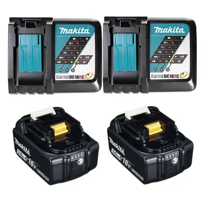 Makita BL1830 18v 2x LXT 3.0ah Lithium Batteries + DC18RC Dual Pack Fast Charger