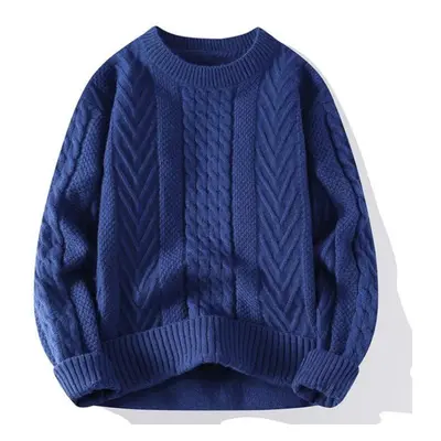 (blue, 3XL) Autumn And Winter Half High Neck Sweater Men&apos;s Trend Thickened Warm Casual Vers