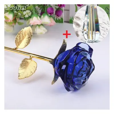 (K) Crystal Glass Rose Flower Figurines Craft Wedding Valentine&apos;s Day Favors Gifts Home Dec