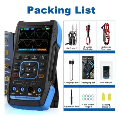 (blue) 3-in-1 Oscilloscope Multimeter Dds Generator, Channels, 10mhz Bandwidth, 50msa/s Sampling