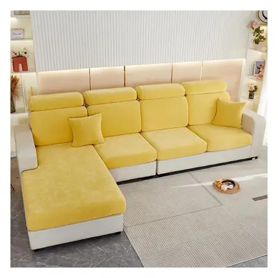 (yellow, L-shaped) Thick Elastic Sofa Cushion Covers Living Room Armchair Corner Sofa Chenille C