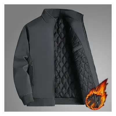 (gray, M) Plus Size 8xl Jacket For Men Thick Stand Collar Solid Winter Jacket Men Waterproof War