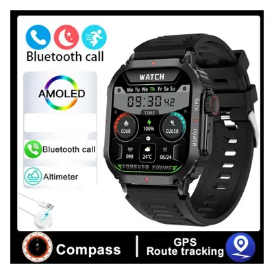 (black, Silicone strap) New Sport Rugged Military Smart Watch Men Ftiness Watches Ip68 Waterproo