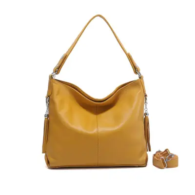 (yellow) Zency New Fashion Soft Real Genuine Leather Tassel Women Handbag Elegant Ladies Hobo Sh