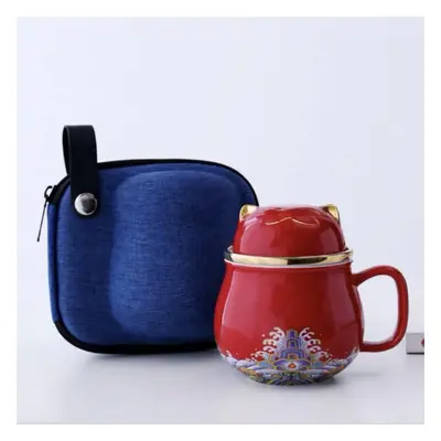 (as the picture, A) Hi Ceramic Teacup With Infuser And Lid Portable Travel Coffee Cup With Filte