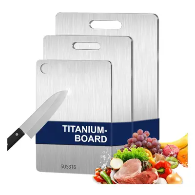 (3pcs) 3PCS Titanium Cutting Board, S316 Stainless Steel Cutting Board, Double-Sided Food Grade 