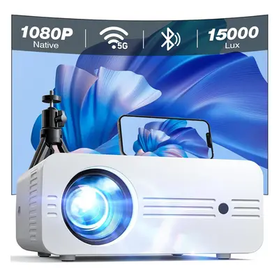 (iZEEKER Projector WiFi Bluetooth-White) Projector, Upgraded Mini Portable Projector 5G WiFi Blu