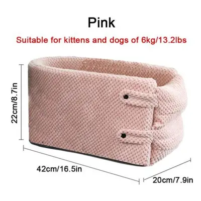 (pink, 42x22x20 CM) Dog Car Seat Safety Car Central Cat Dog Bed Portable Dog Carrier For Small D