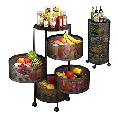 ybaymy Round Rotating Multi-Layer Kitchen Storage Shelf, Tier Fruit Vegetable Storage Basket, Ki