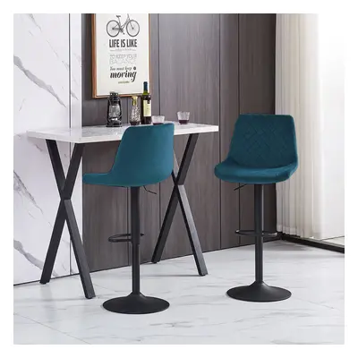 (3, TEAL) 1X2X Bar Stools PU/ Velvet Breakfast Stool Chairs