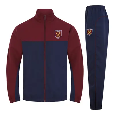 (Navy Blue, Large) West Ham United FC Official Football Gift Mens Jacket & Pants Tracksuit Set