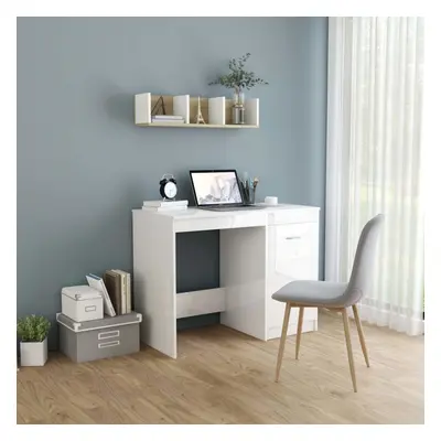 Desk High Gloss White 100x50x76 cm Chipboard