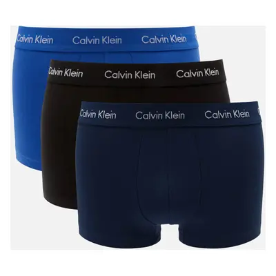 (S) Calvin Klein Pack Cotton Stretch âLow Rise Trunks ( Blue / Navy / Black )