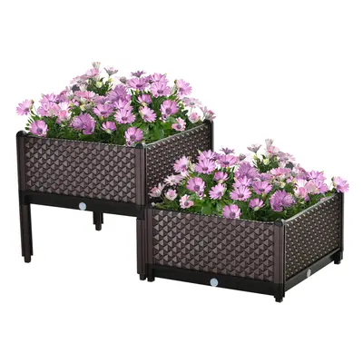 Outsunny 2-Piece Raised Garden Bed Planter Box for Flowers, Vegetables, Herbs