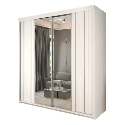 (200cm, White) Sweden Mirrored Double Door Sliding Wardrobe