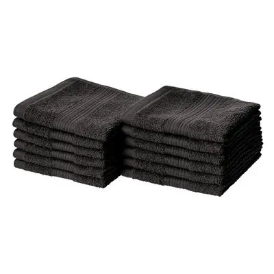 Amazon Basics Cotton Washcloths for Face, Soft, Absorbent, 12-Pack, Black, Inch x Inch