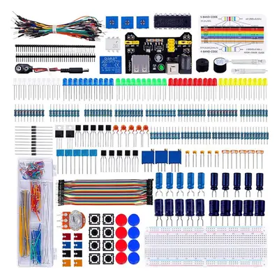 Electronic Component Super Kit with Resistor Transistor RGB Capacitor LED Buzzer Switch Potentio