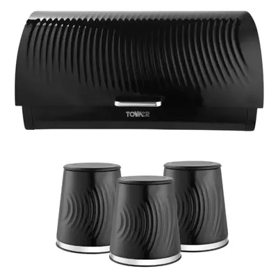 Tower Sonar Bread Bin & Canisters Kitchen Set (Black)