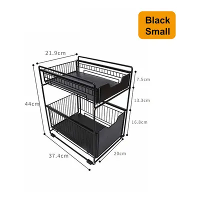 (Black, S) Bathroom Storage Rack Fridge Side Shelf Layer Removable Kitchen Bathroom Organizer Sh