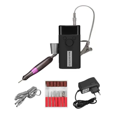 (Black, US Plug) 30000RPM Portable Mini Electric Polisher Nail Drill File Manicure Tools Kit Gri