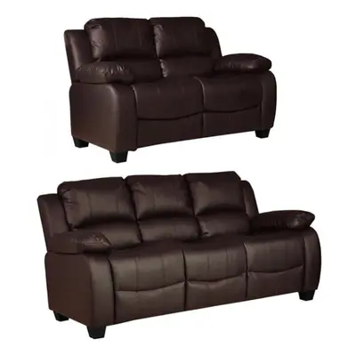 Valerie Brown Leather 3+2 Seater Sofa Set