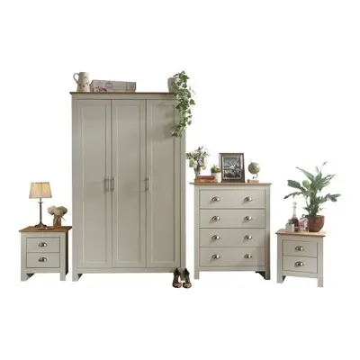 Lancaster Piece Cream Bedroom Set - Wardrobe, Chest, Bedsides