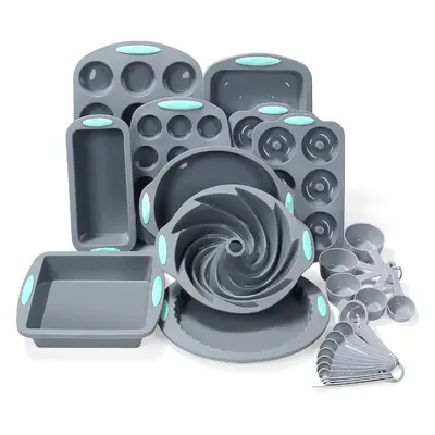 (27 Pieces, Light Grey) 10pcs Silicone Baking Cake Pans Silicone Cake Mold Baking Pan Donut Pan 