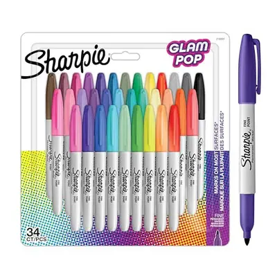 Glam Pop Permanent Markers | Fine Point for Bold Details | Assorted Vibrant Colours | Marker Pen