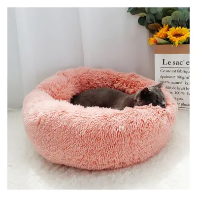 (pink, Diameter 80cm) Plush Cat Bed Room Soft Round Cat Bed Winter Pet Dog Pad Dog Cat Nest Warm